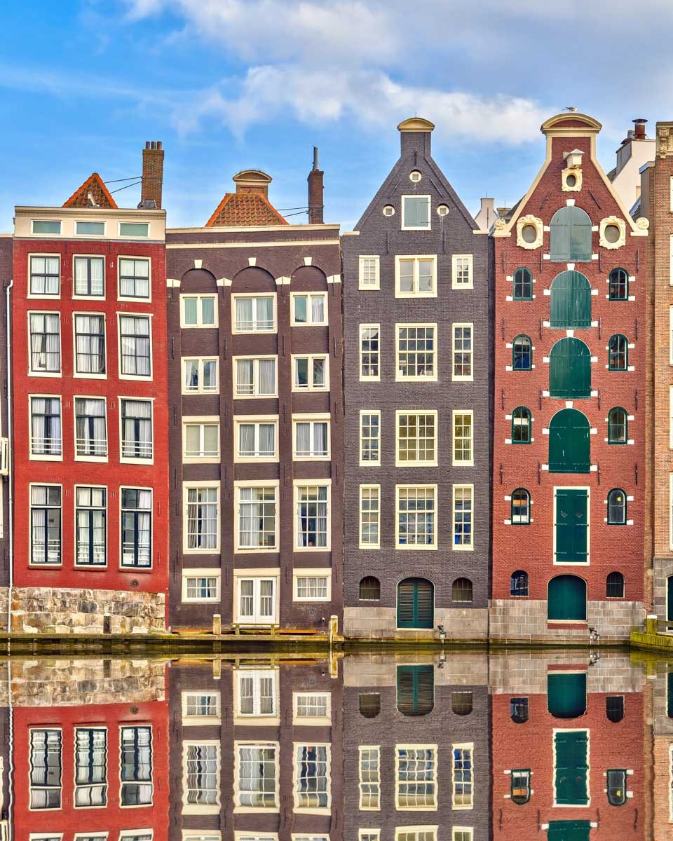 Houses along the canal in Amsterdam Netherlands