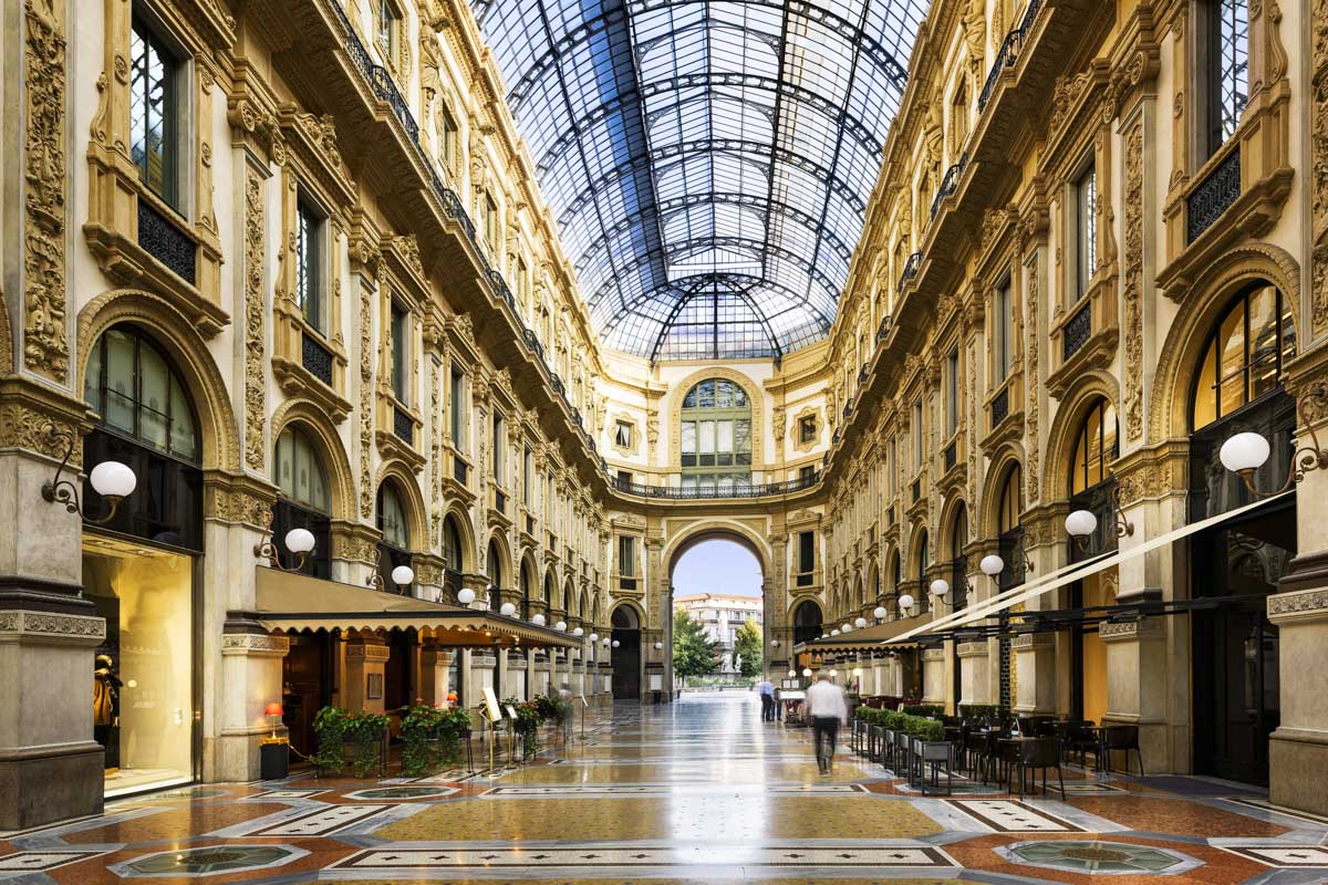 Inside the Galleria Vittorio in Milan Italy