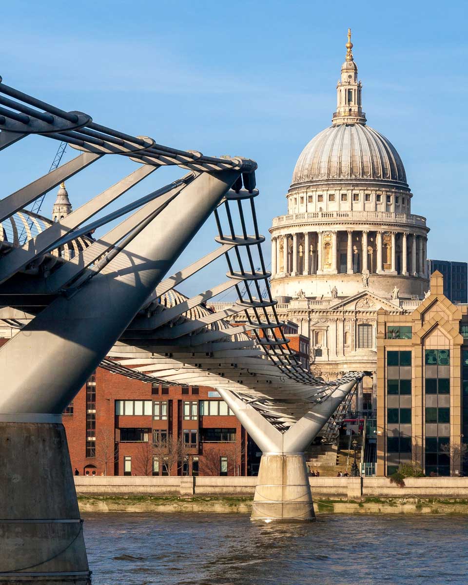 Millennium bridge and St Pauls Cathedral in London