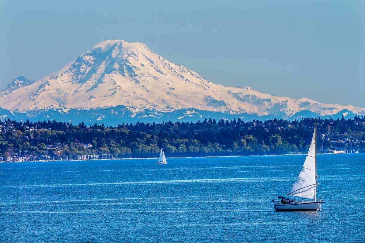 Mount Rainier Puget Sound North Seattle Washington in the United States
