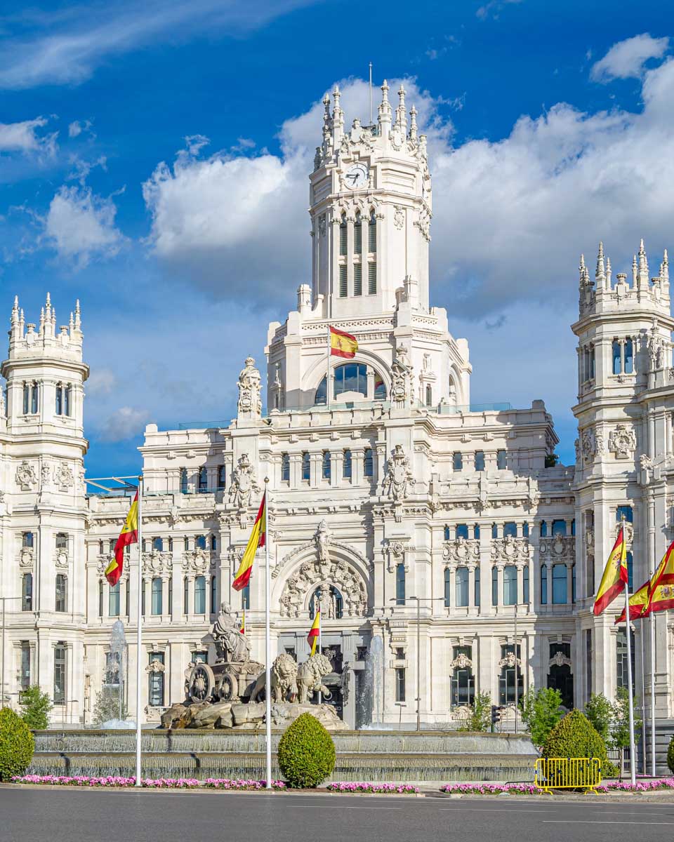 Outside of Cybele Palace in Madrid Spain
