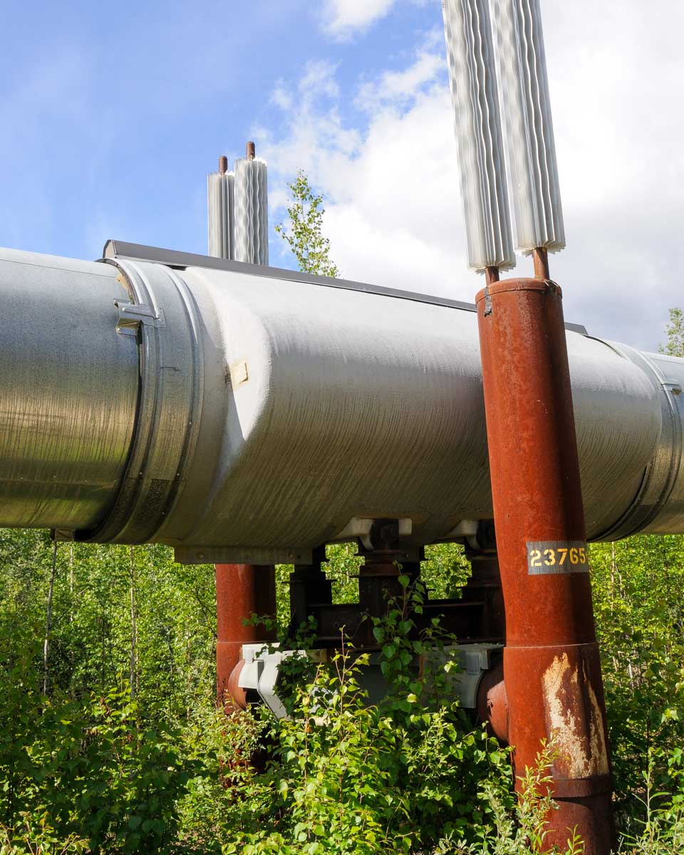 Part of the Alaskan Pipeline seen on a tour of Fairbanks Alaska