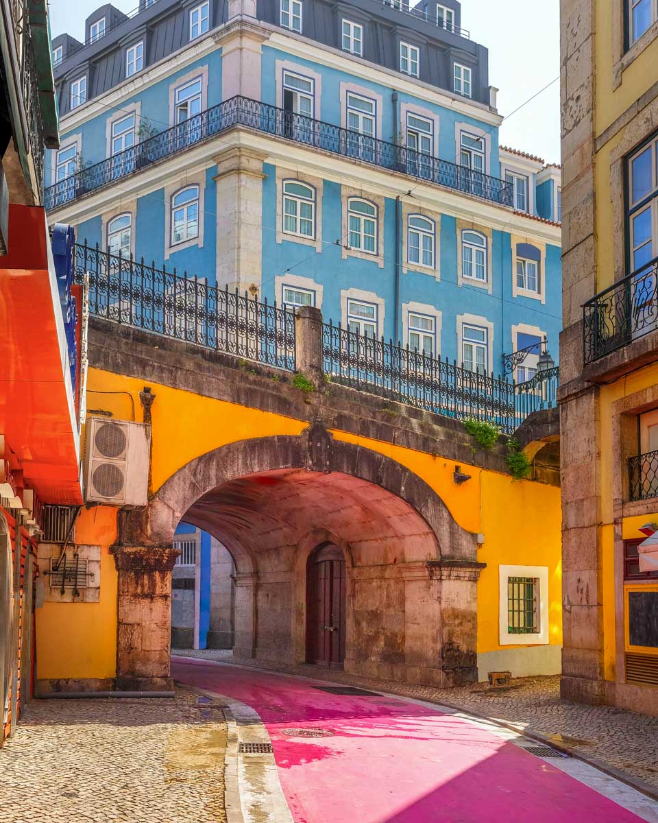 Pink Street in Lisbon Portugal