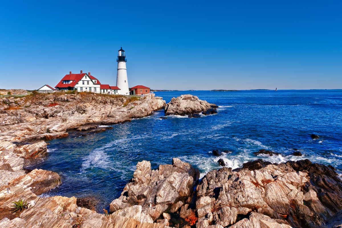 Portland Head Lighthouse seen near Portland Maine USA