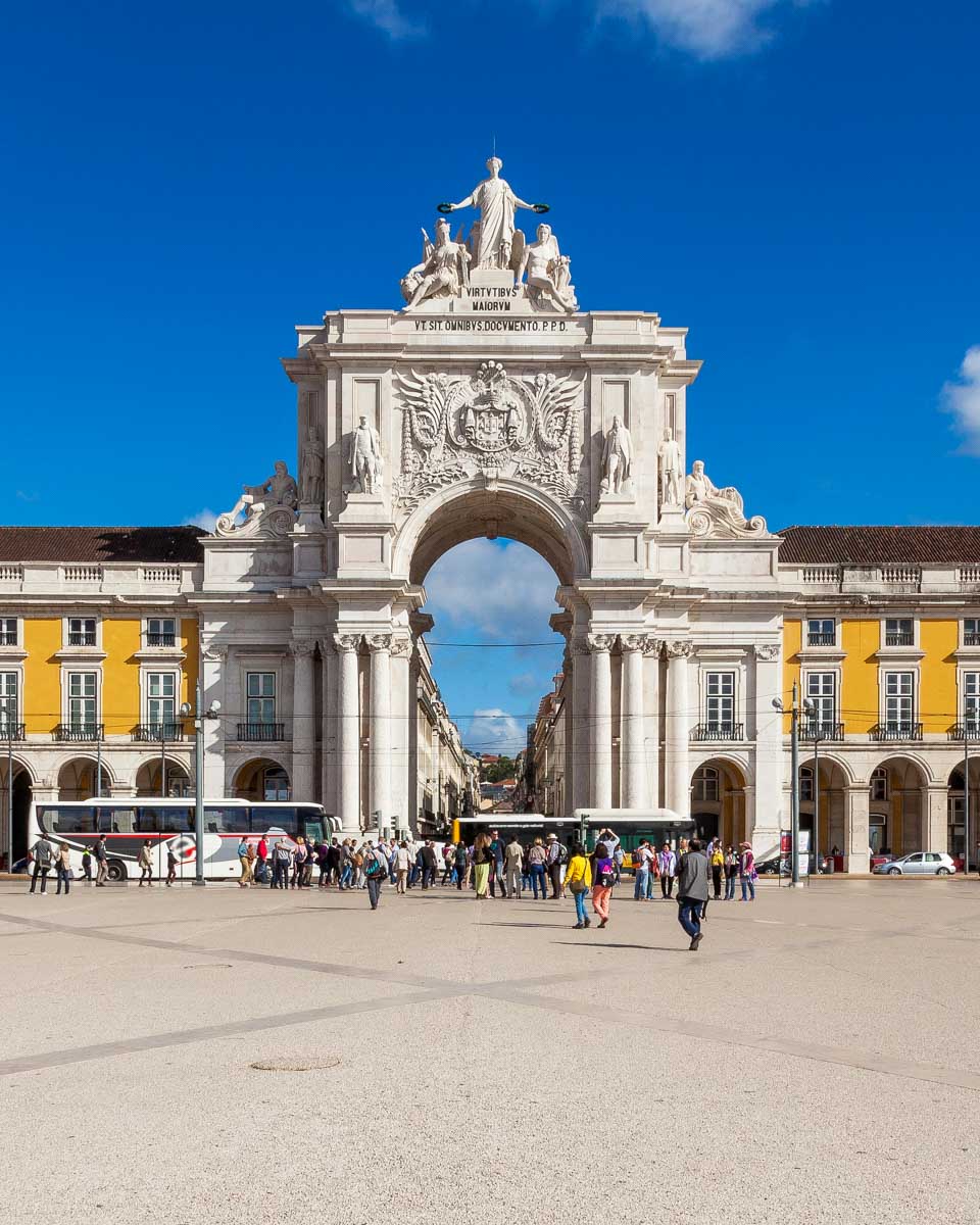 Praça do Comércio and Rua Augusta in Lisbon Portugal Baixa district