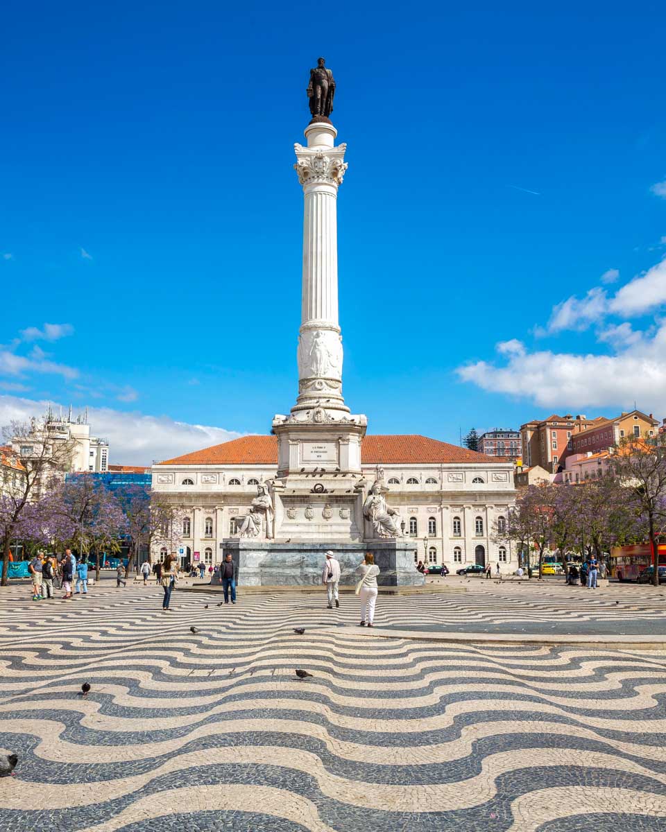 Rossio Square in Lisbon Portugal Baixa district