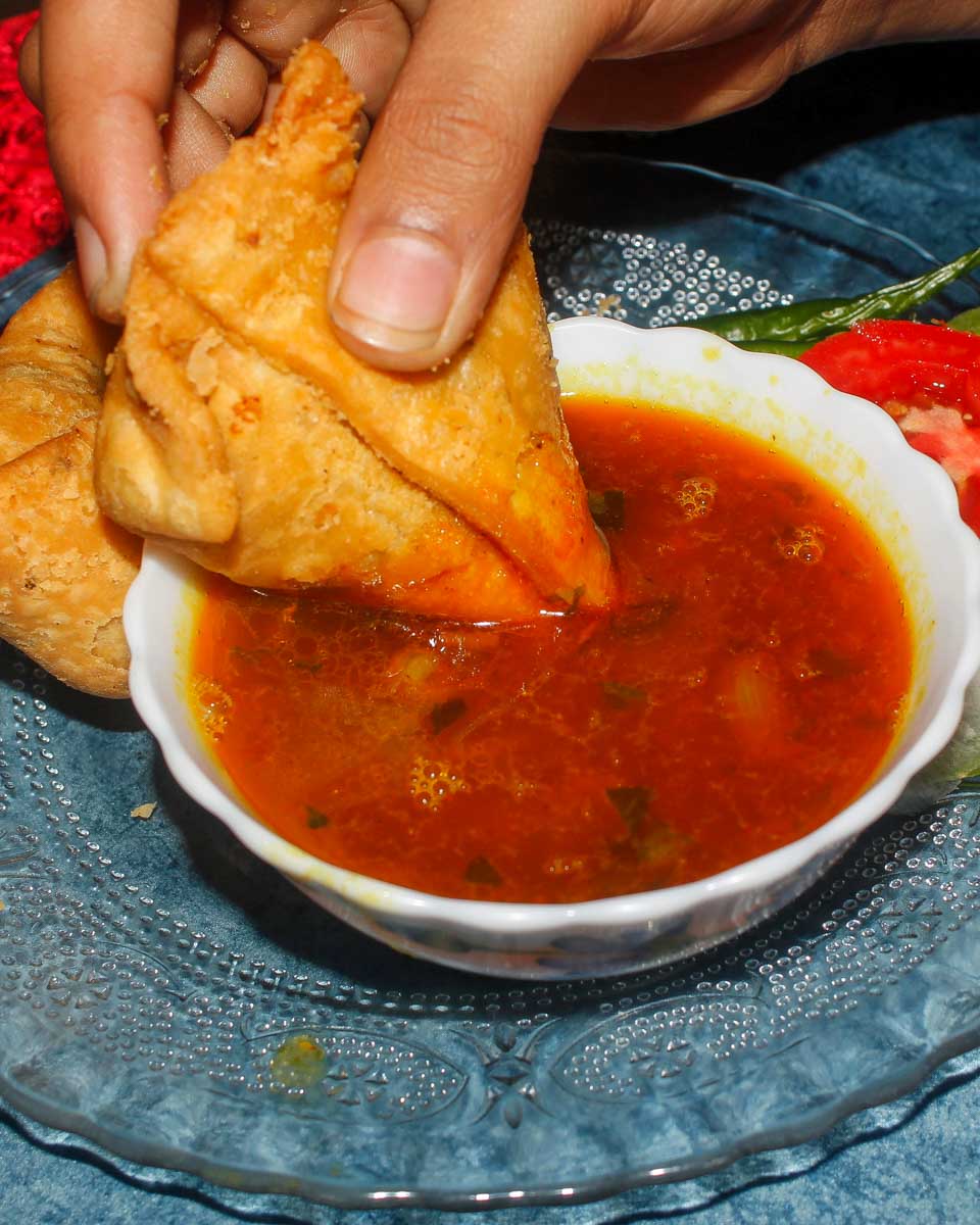 Samosas eaten on a food tour in Lisbon Portugal