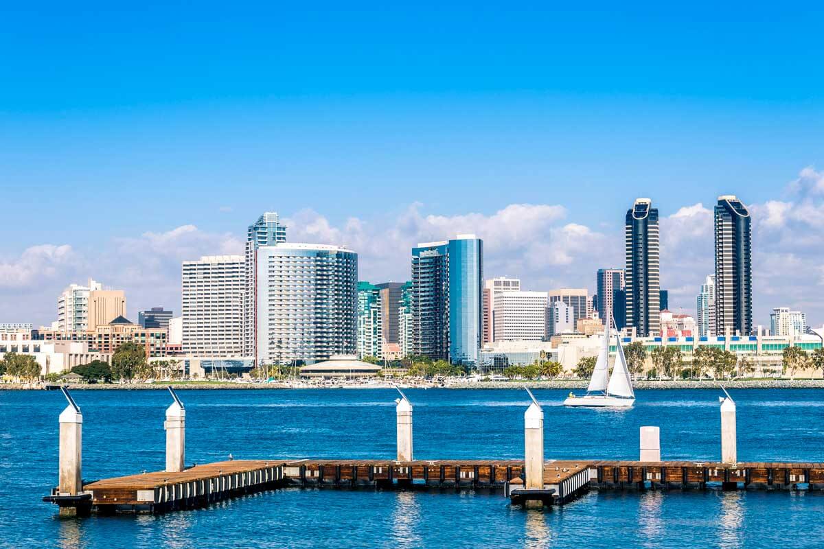 San Diego Skyline in California on a sunny day