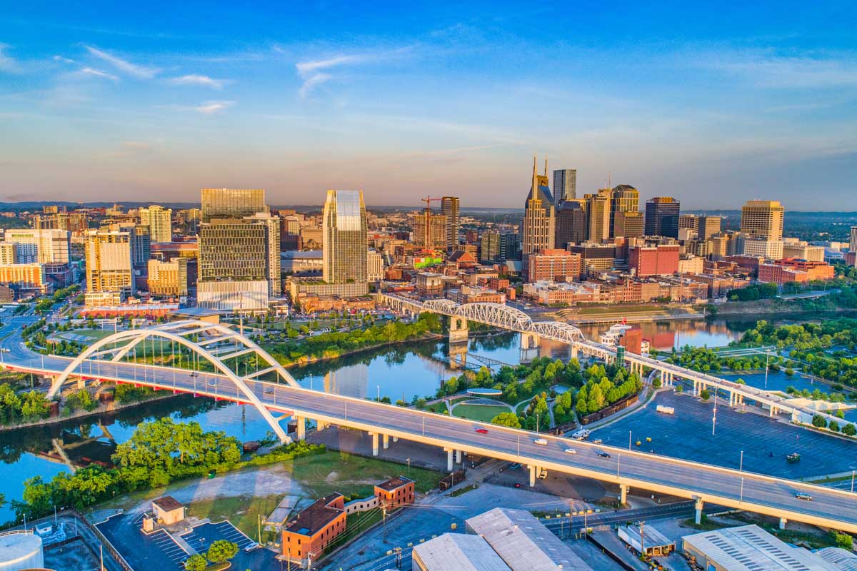 Skyline view over downtown Nashville Tennesse