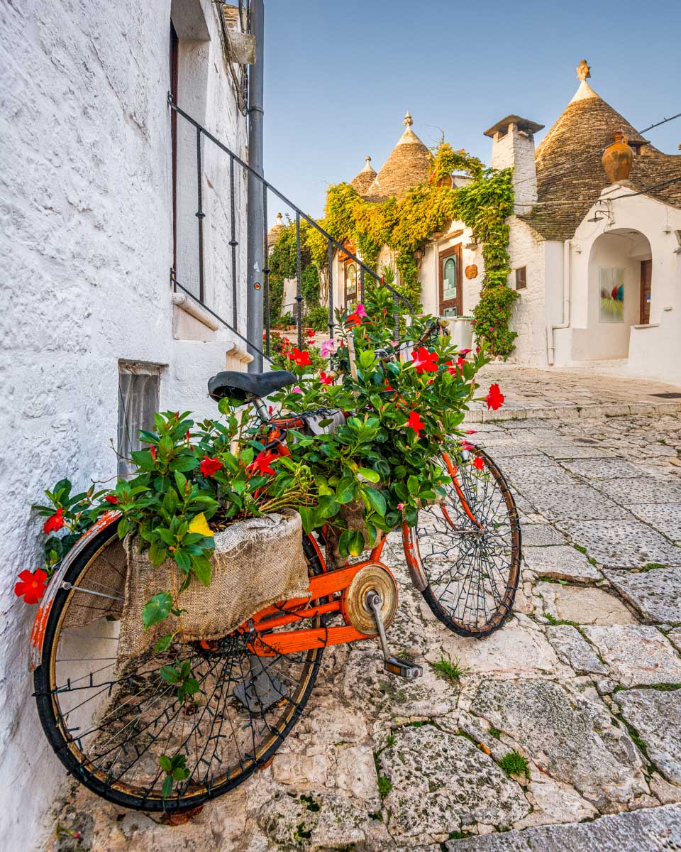 Streets of Alberobello with the historic Trullo houses on a tour from Bari Italy