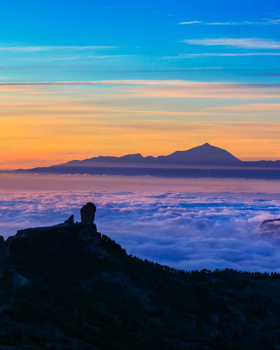 Sunset seen in Gran Canaria on a hiking tour in the Canary Islands
