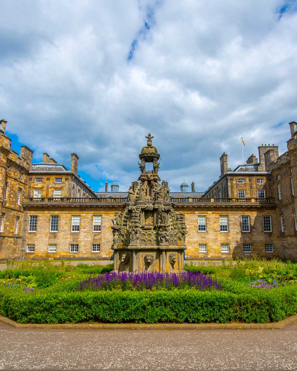 The Holyrood Palace seen on the Royal Mile in Edinburgh Scotland