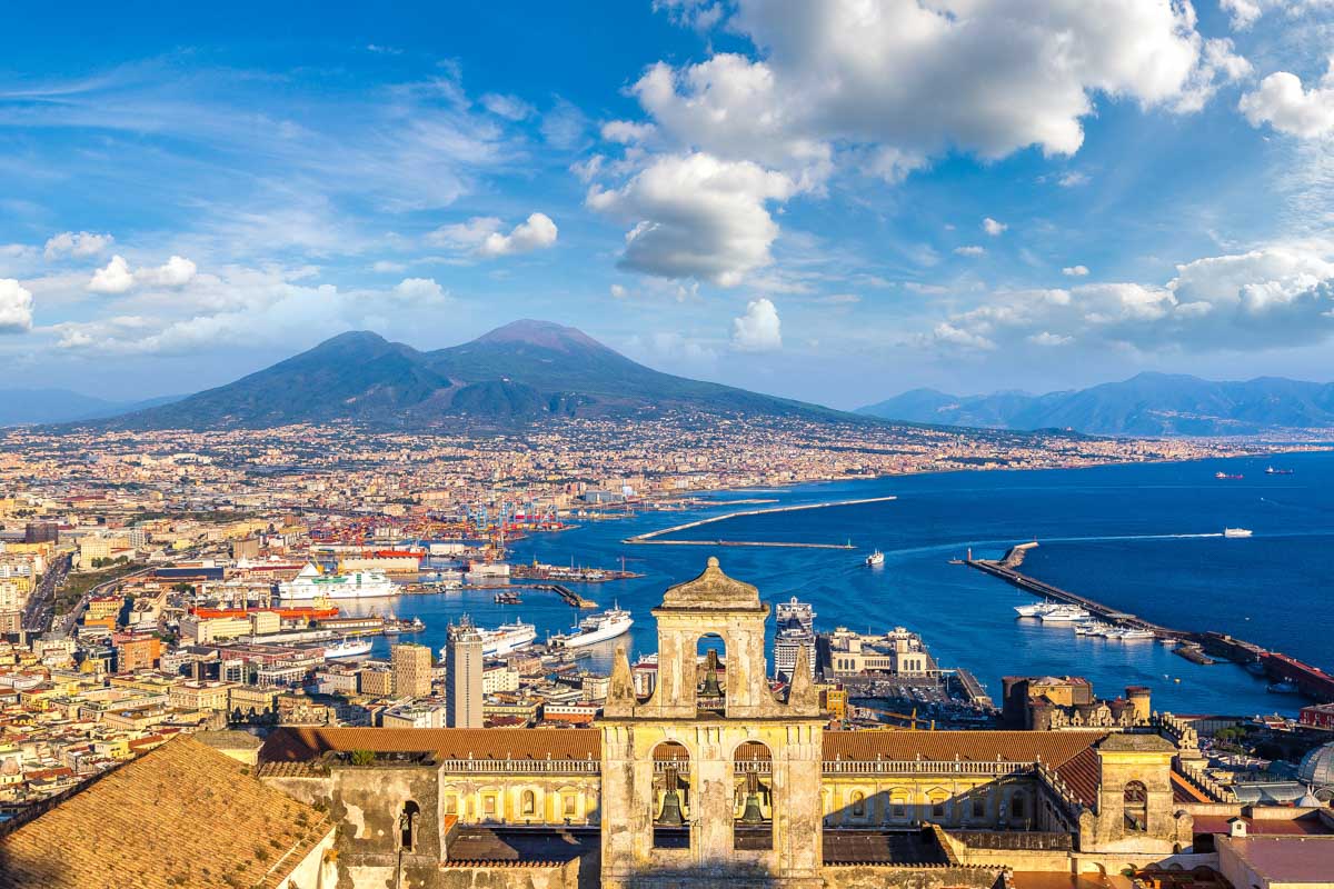 The Naples cityscape in Naples Italy