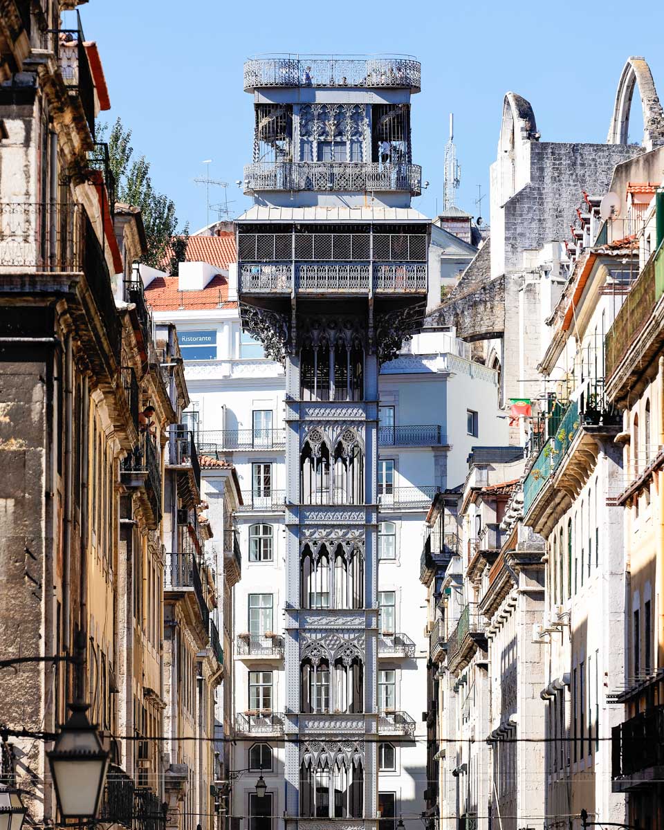The Santa Justa Elevator in Chiado Lisbon Portugal