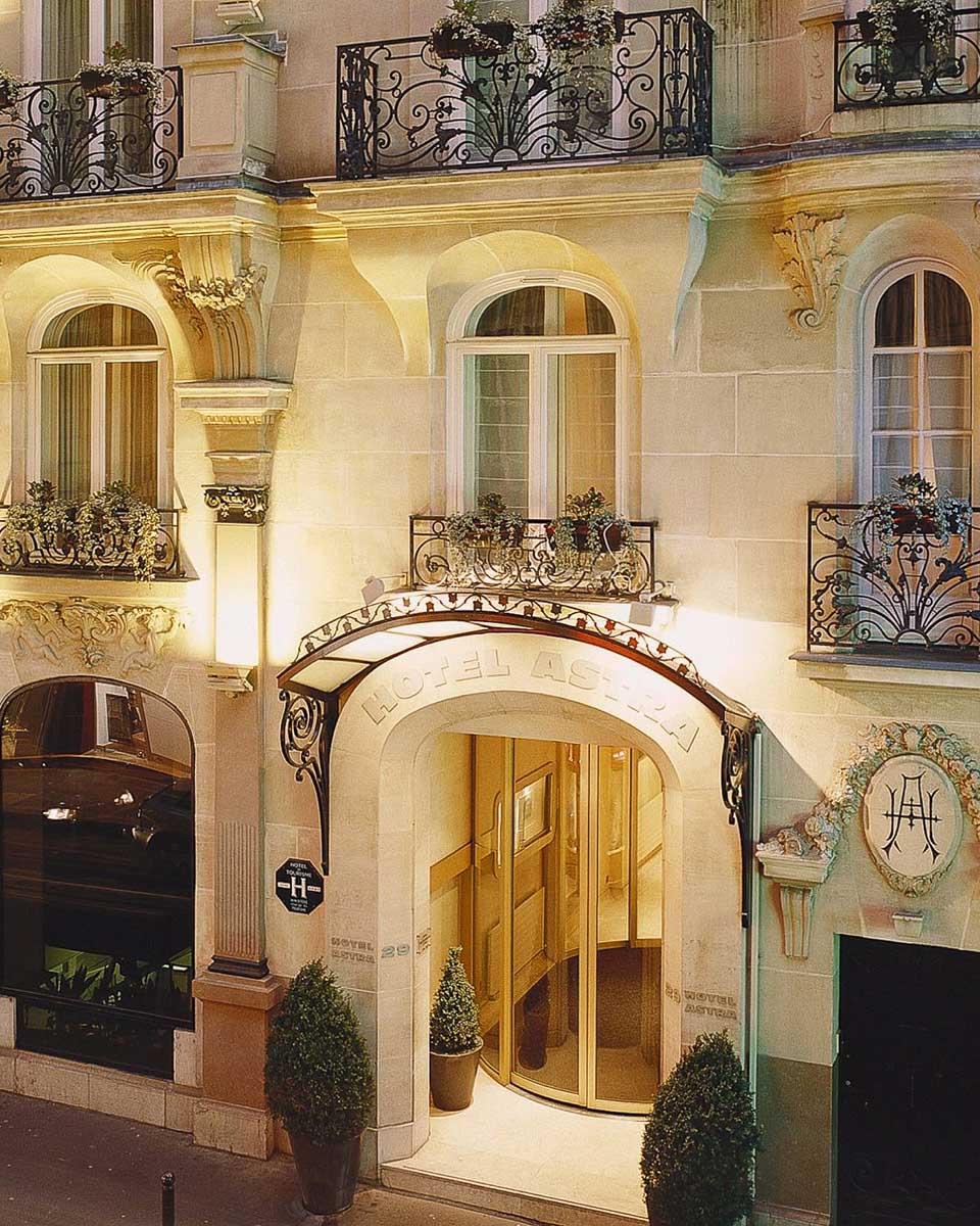 The outside of the Hotel Astra Opera in Paris France