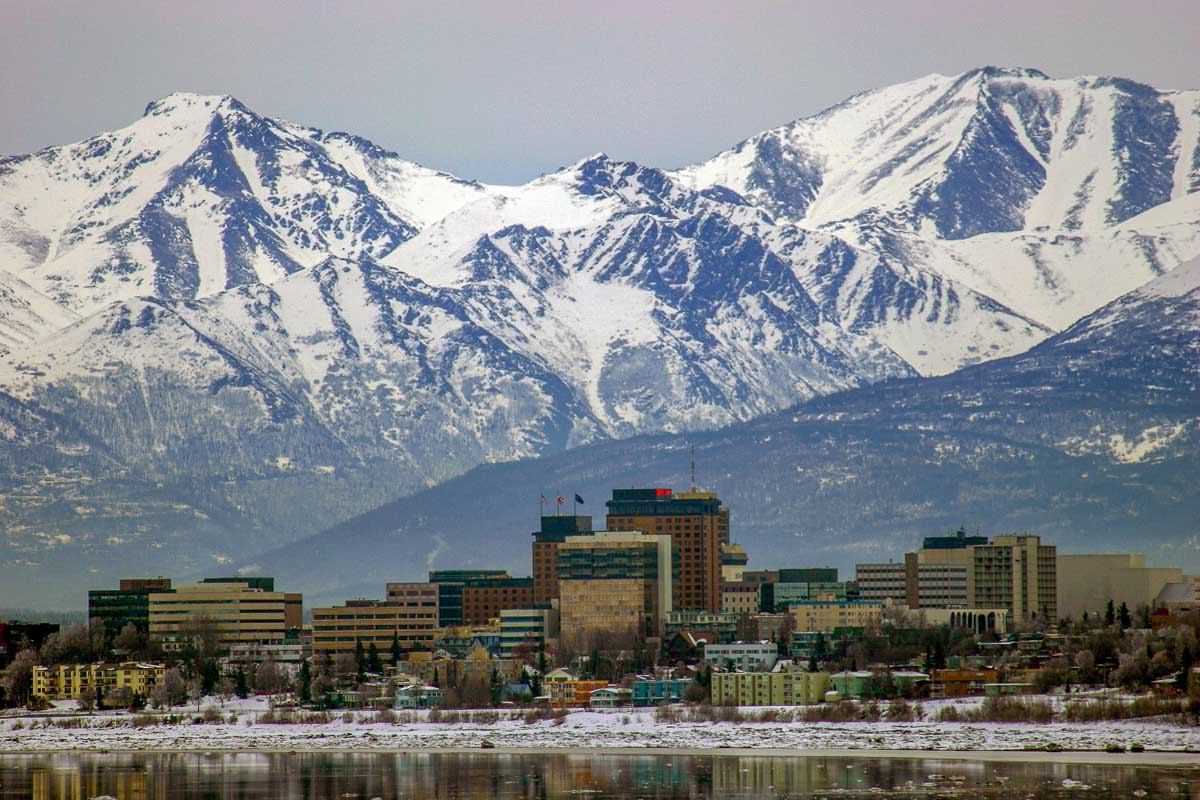 The skyline of Anchorage Alaska