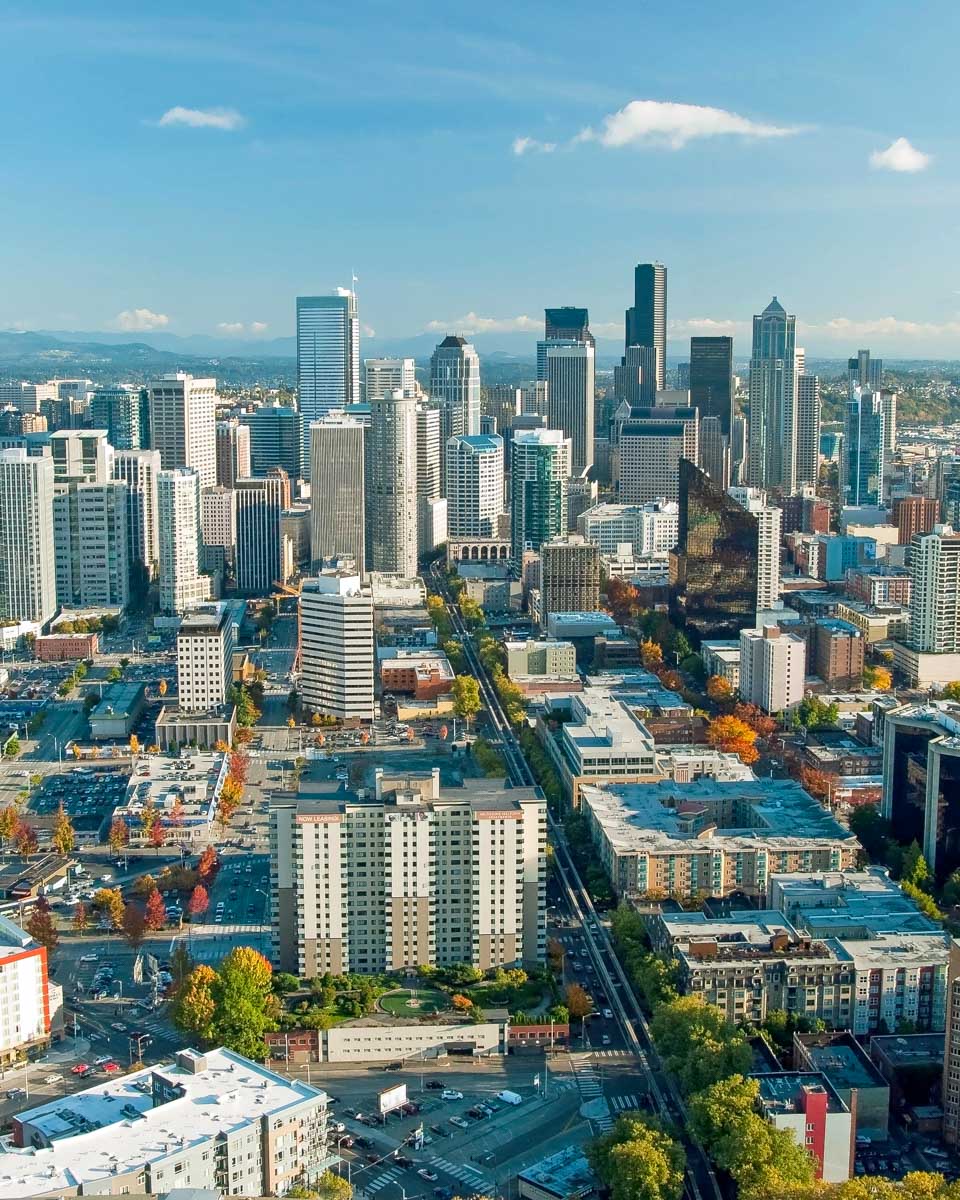 View of downtown Seattle from the Space Needle in Washington
