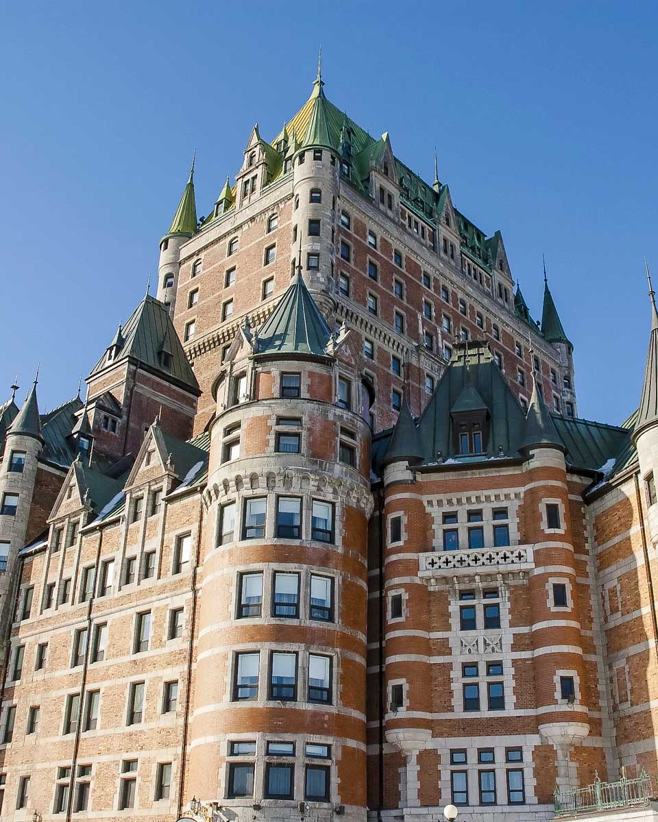château frontenac seen during an ebike tour of Quebec City Quebec