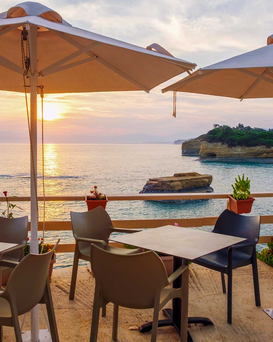A beachside restaurant in Sidari Corfu Island Greece
