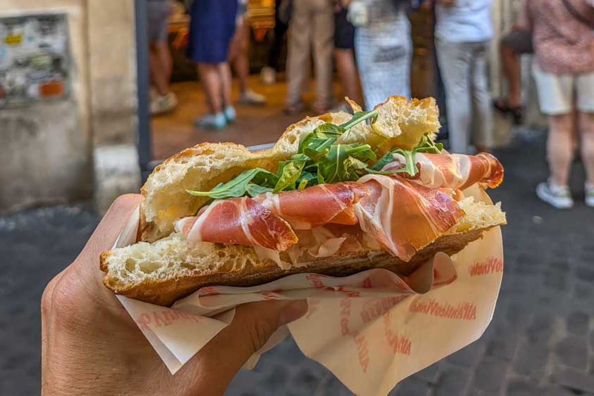 A-sandwich-out-the-front-of-Passion Como in Lake Como Italy