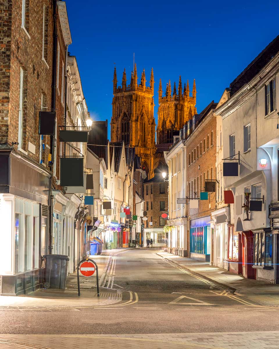 A street at night seen on a ghost tour of York United Kingdom