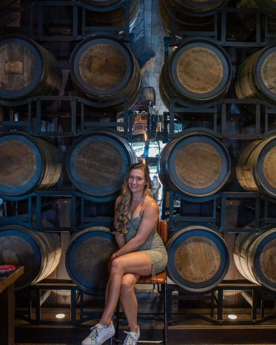 Bailey-at-a-winery-during a wine tour in Napa California