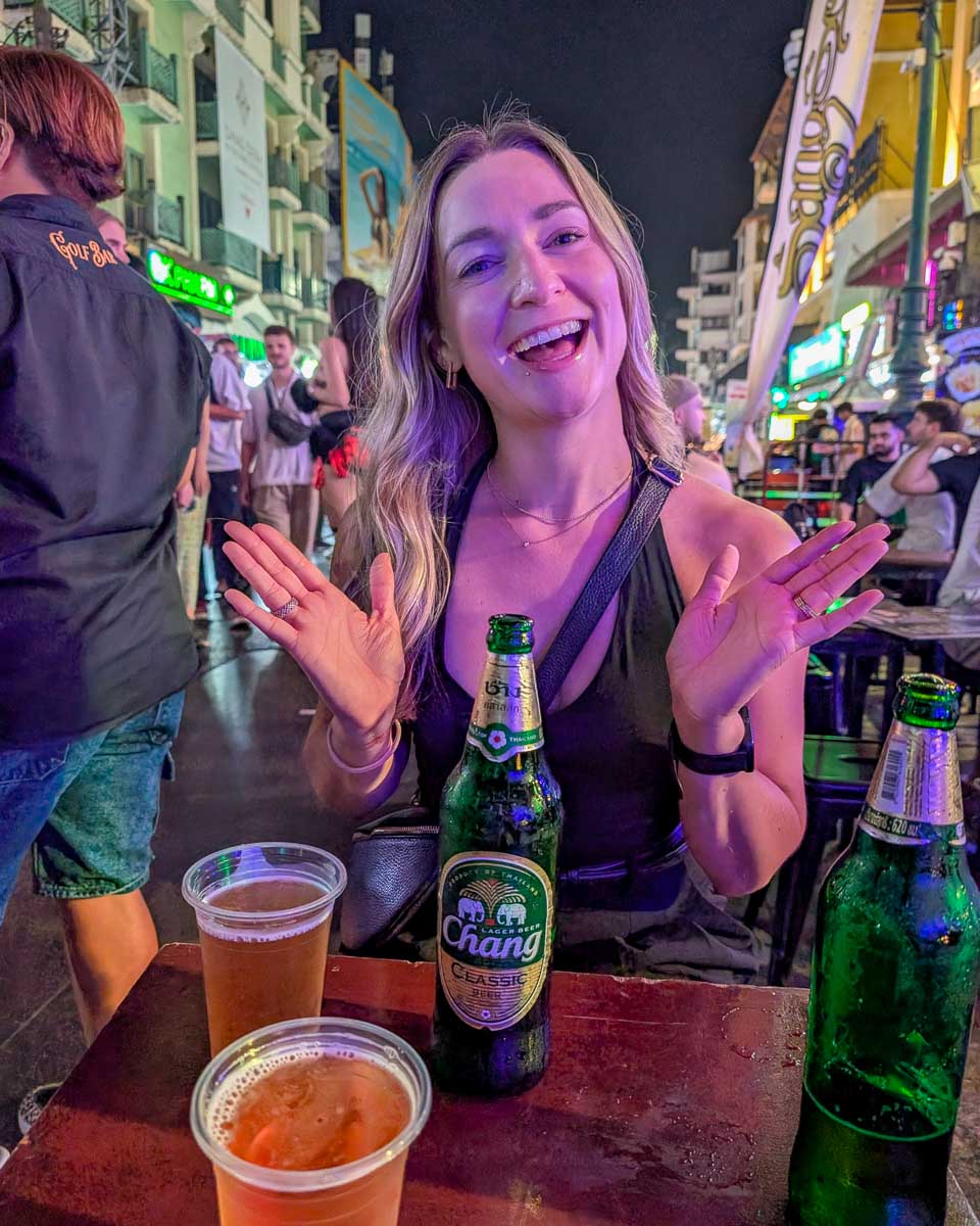 Bailey drinks Chang in Khao San Bangkok Thailand (10)