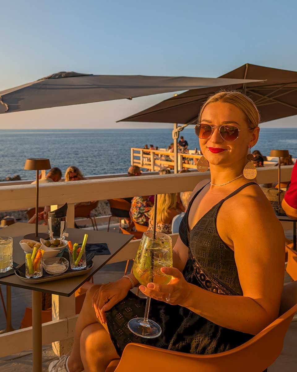 Bailey enjoys a cocktail on the beach in Znjan Split Croatia
