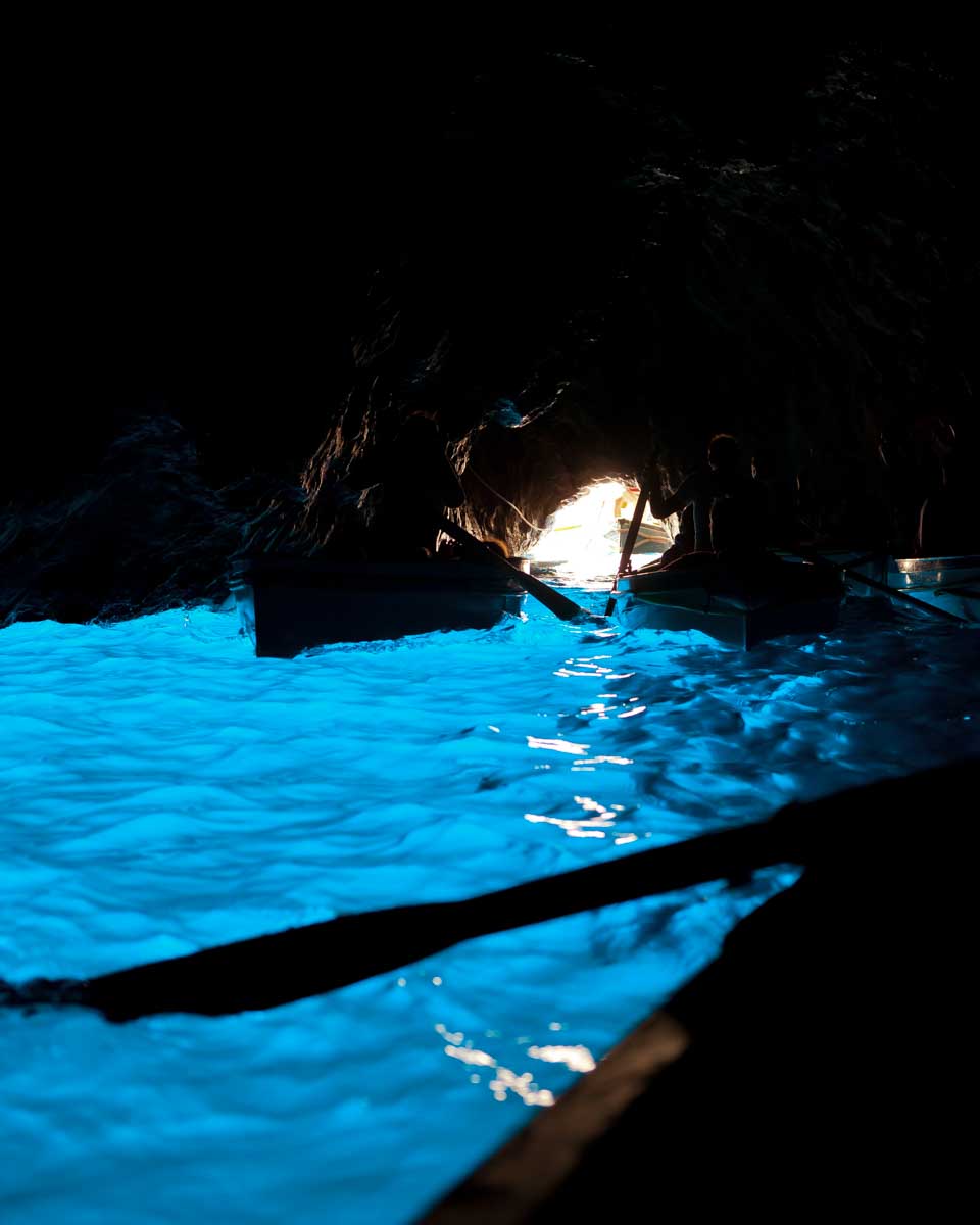 Blue Grotto seen on a tour of Capri on the Amalfi Coast Italy