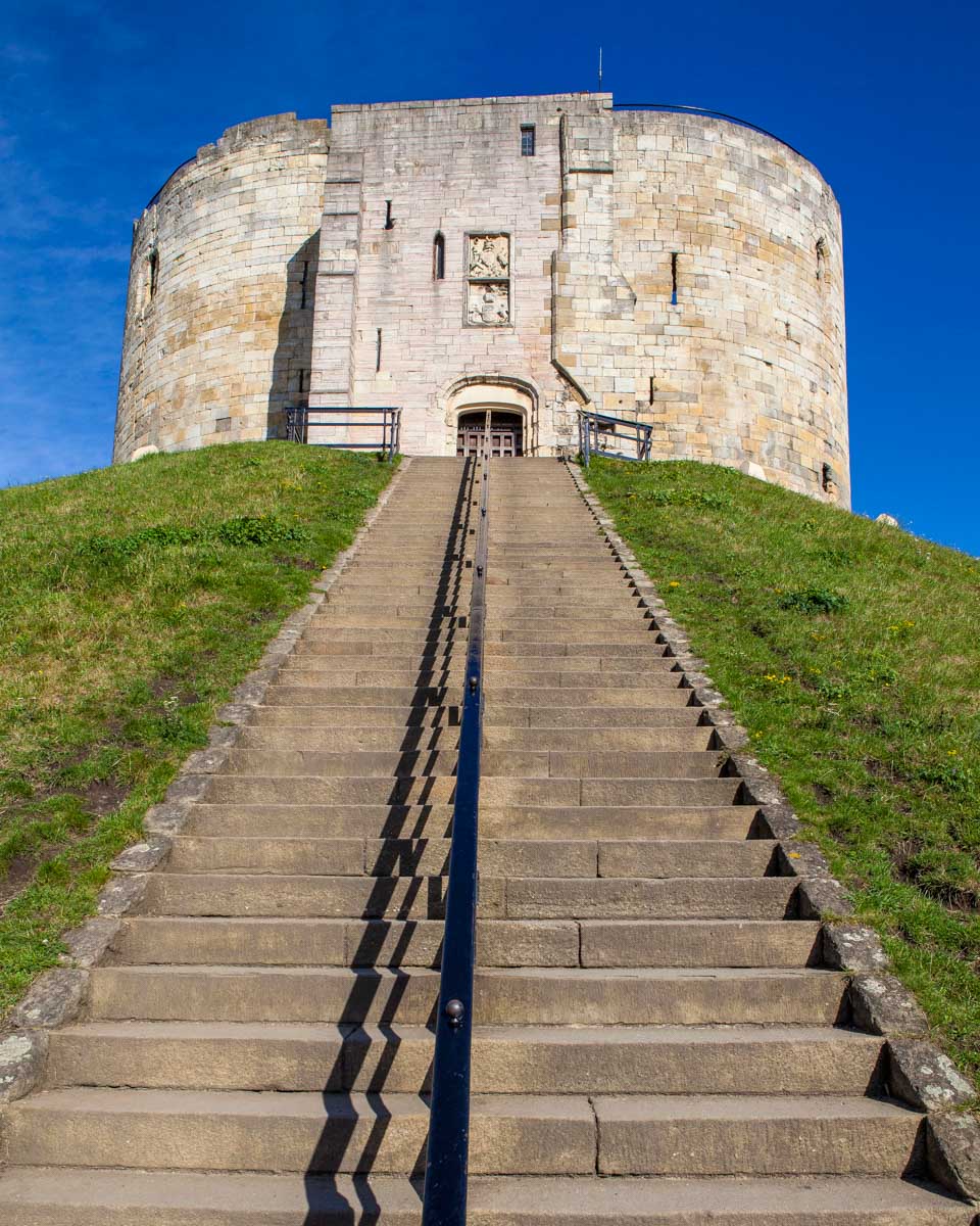 Clifford's Tower seen on a walking tour of York United Kingdom