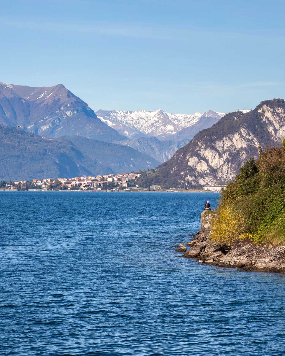 Lakeside view of Lecco on Lake Como Italy
