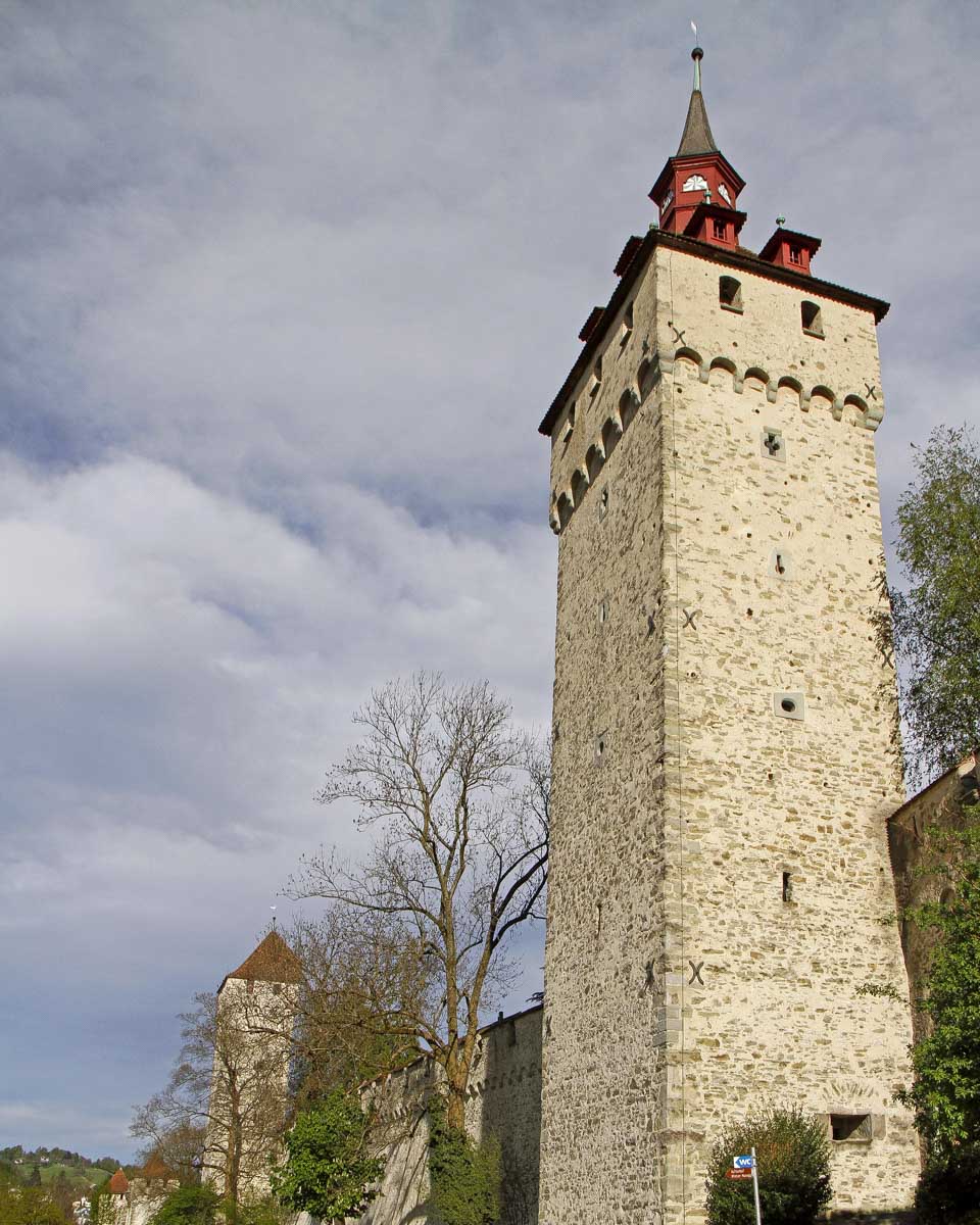 Part of the musegg wall seen on a tour in Lucerne Switzerland