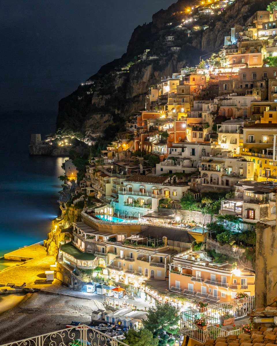 Positano at night Amalfi Coast Italy