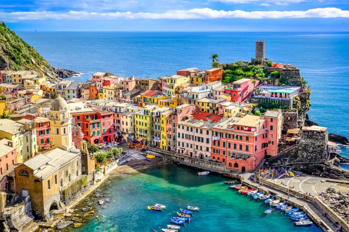 Scenic view of Vernazza in Cinque Terre Italy