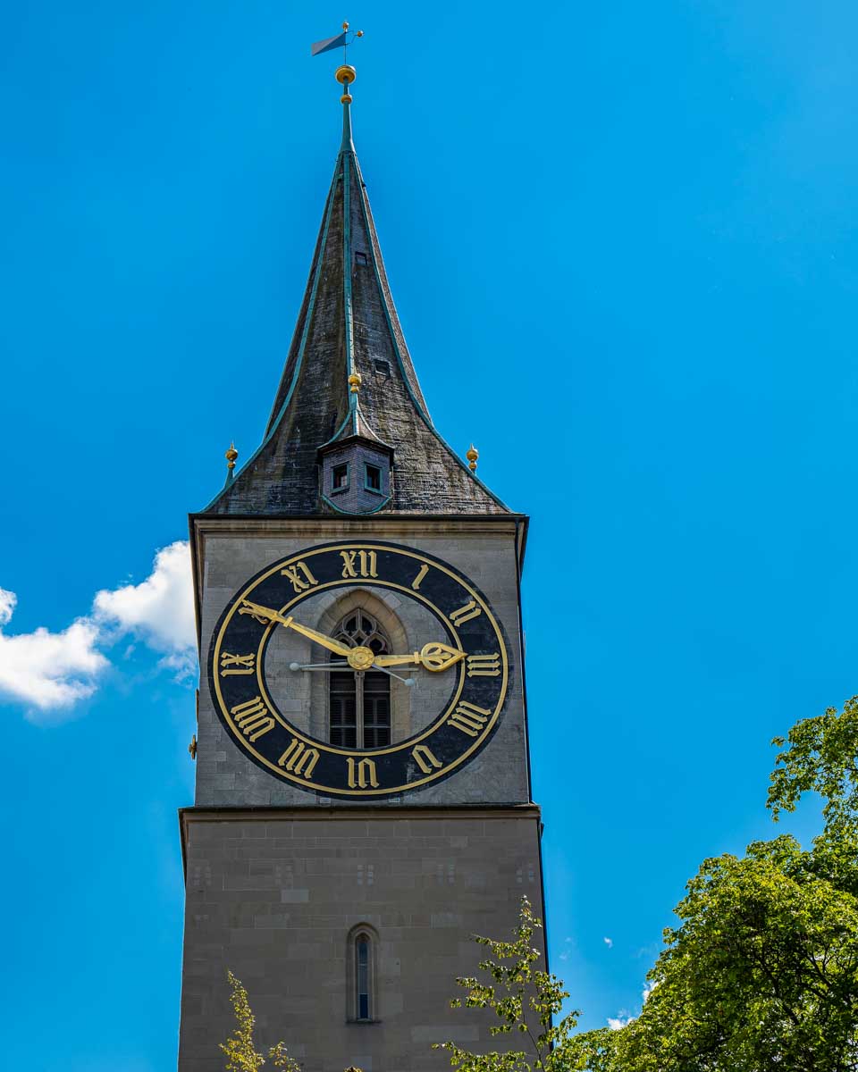 St. Peter church seen on a tour of Zurich Switzerland