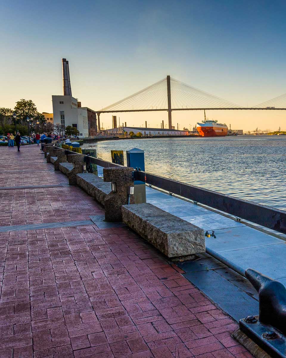 Sunset along the river in Savannah Georgia