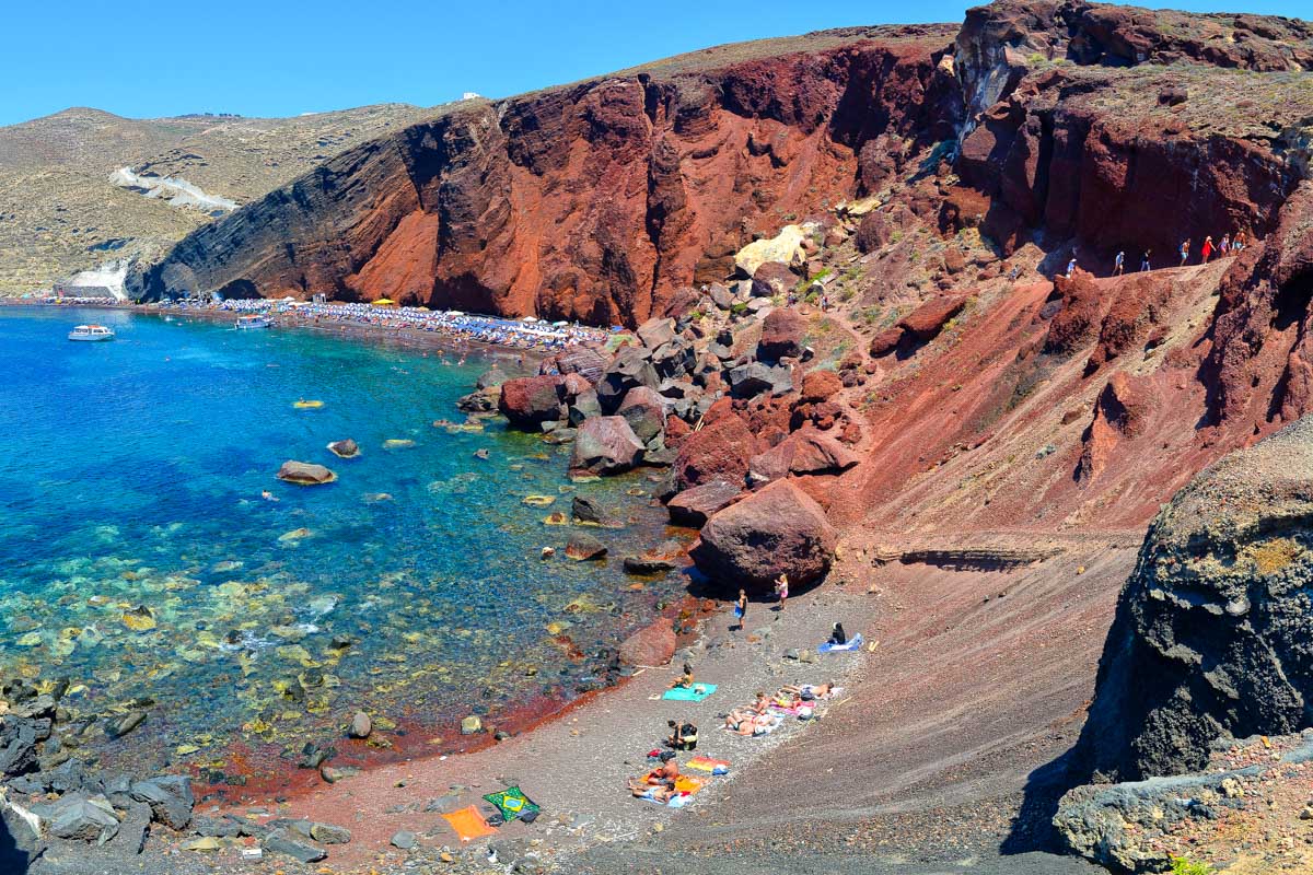 The Red Beach in Santorini Greece