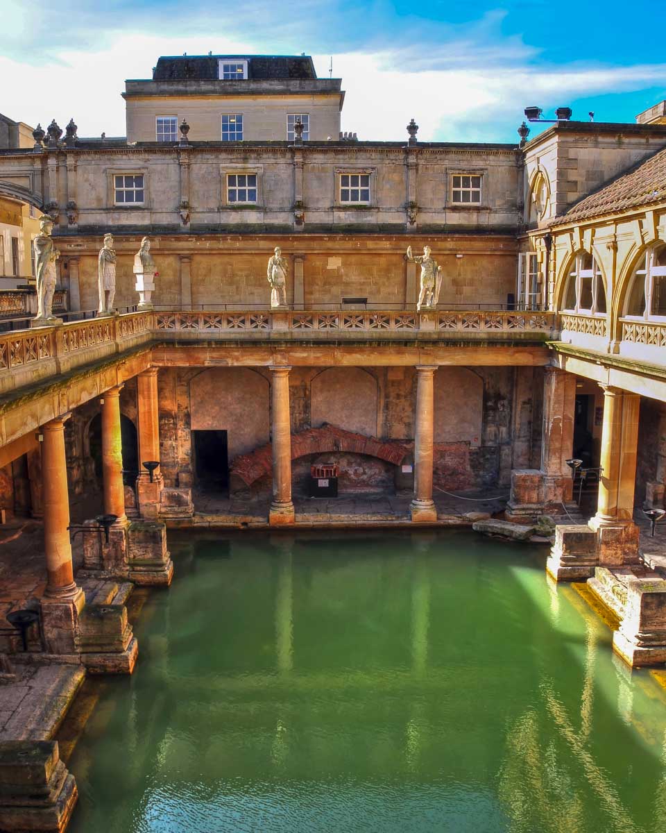 The Roman Baths seen on a tour to Windsor Castle from London England