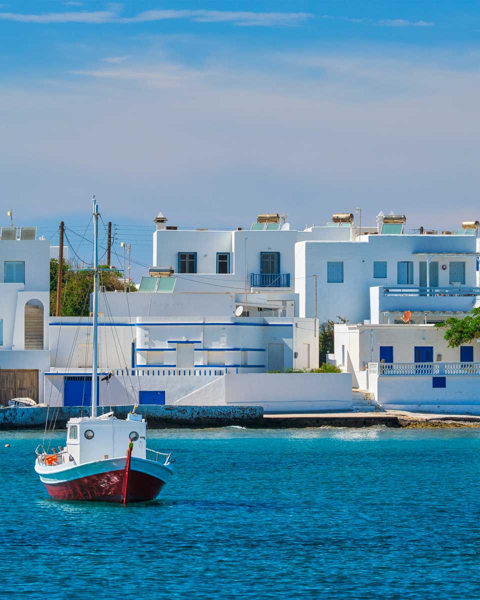The fishing village of Pollonia seen near Milos Greece