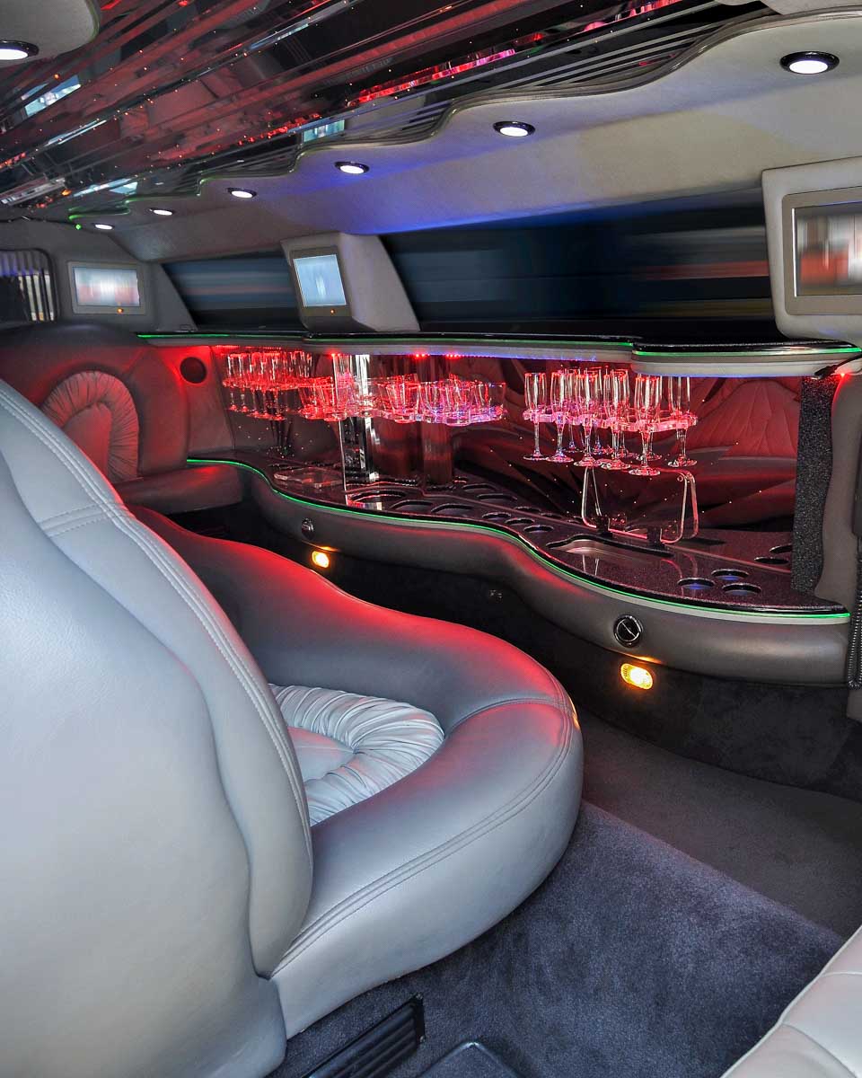The inside of a limo used on a wine tour from Napa California