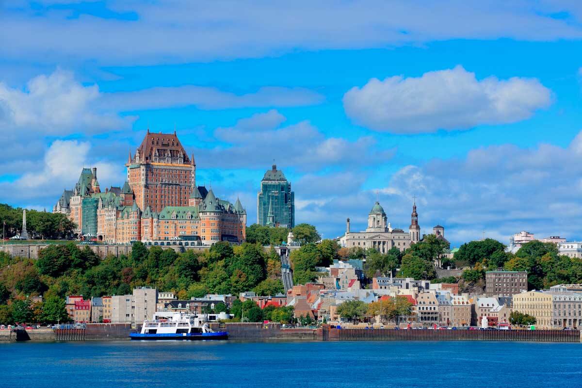 The skyline of Quebec City in Canada from the water