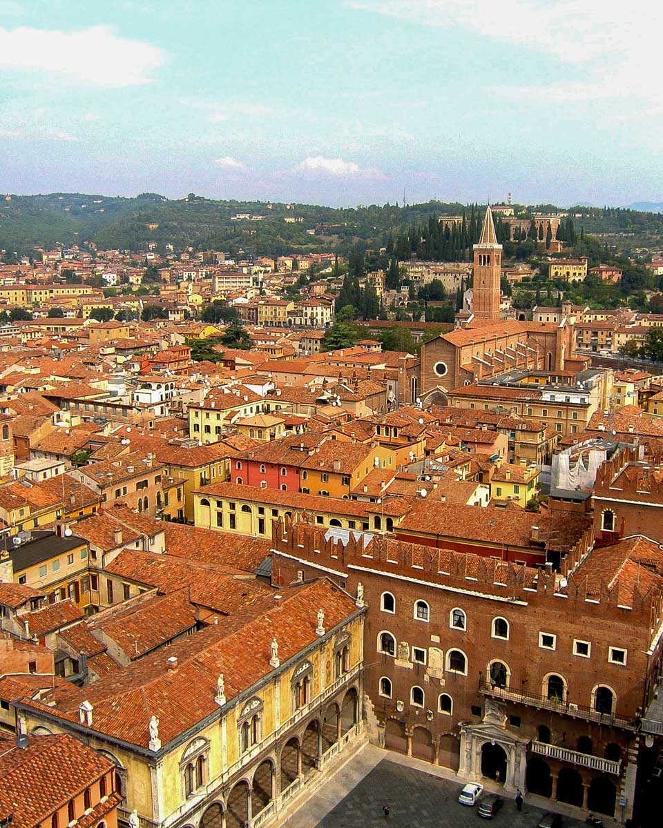 The view from Torre dei Lamberti in Verona Italy