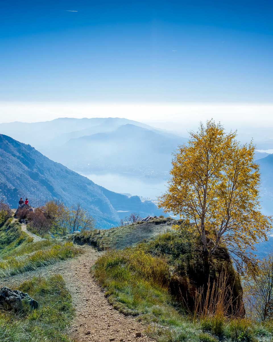View of Lecco and Lake Como from a hiking trail Italy