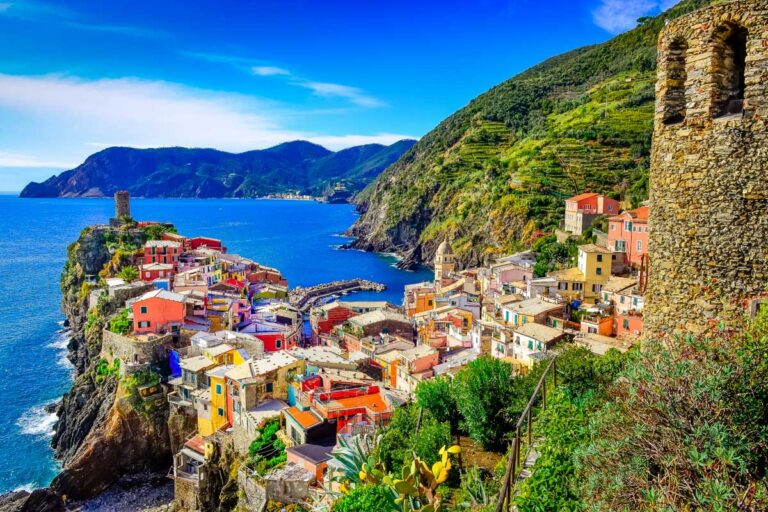 View of a village in Cinque Terre Italy