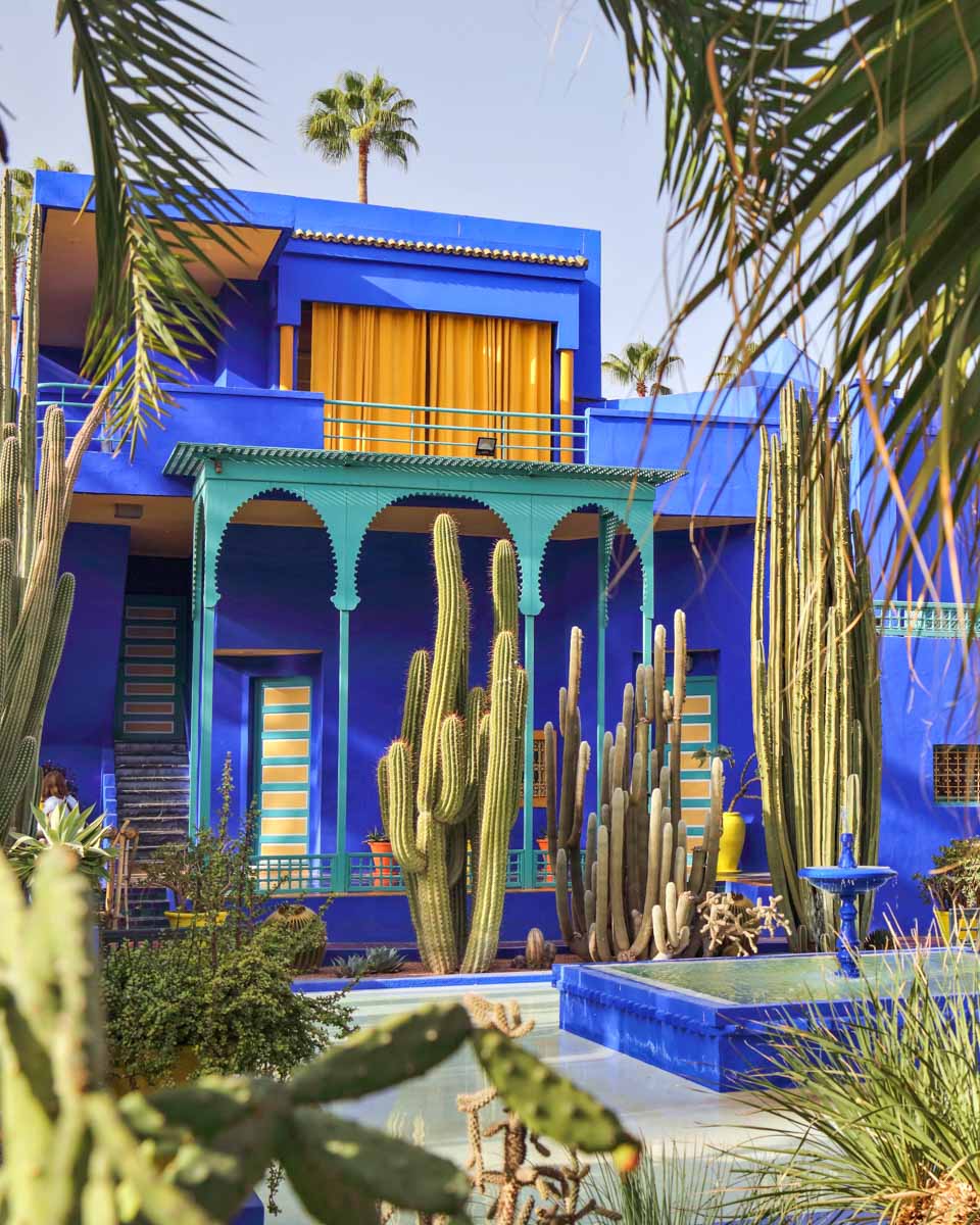 A-blue-building-in-the-Jardin-Majorelle-Gardens-in-Morocco on a tour of Marrakech