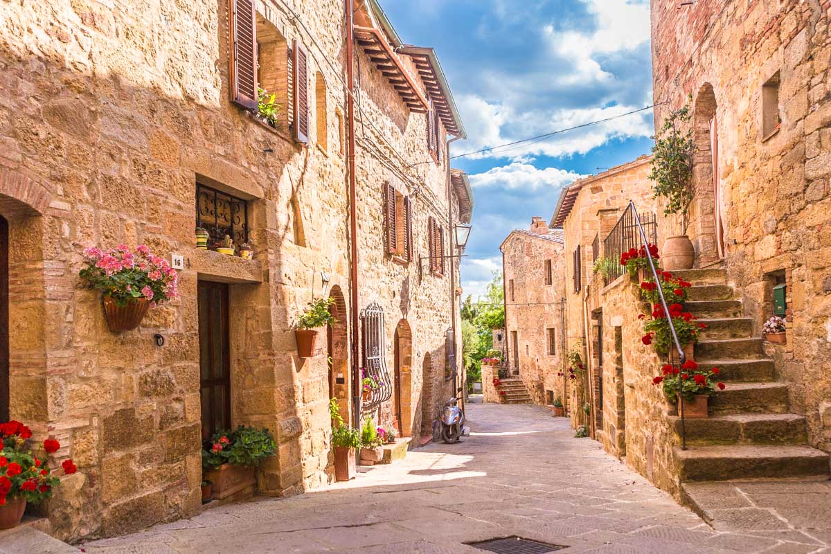 A medieval street in Siena Italy