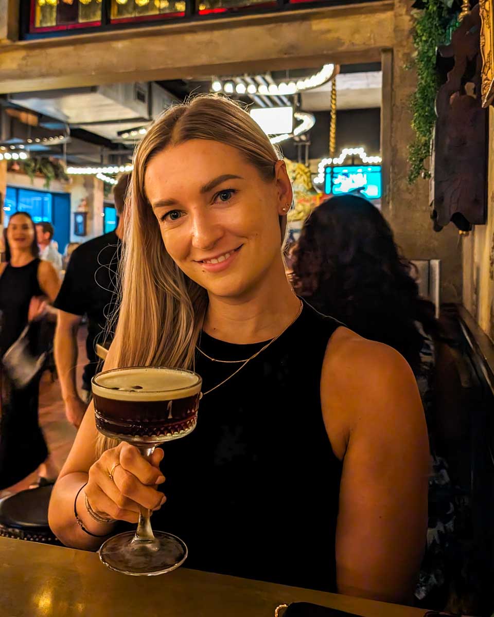 Bailey-enjoys-a-cocktail-while-out-in-Ploče Dubrovnik Croatia