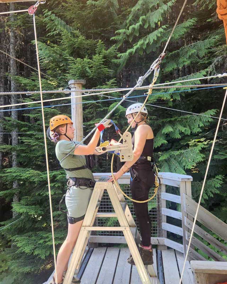 Bailey gets ready to zipline at Utah Olympic Park near Salt Lake City Utah