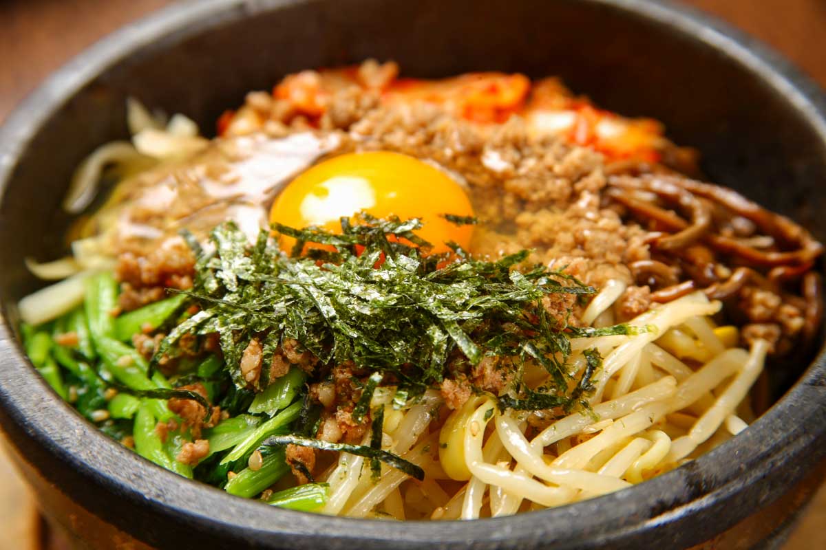 Bibimbap eaten for dinner in Seoul South Korea
