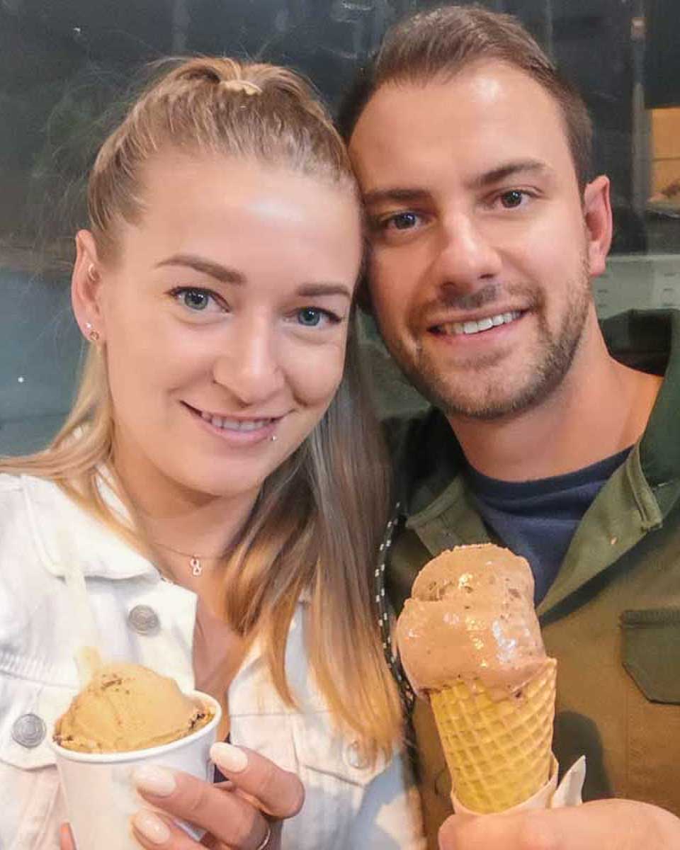Daniel-and-Bailey-have-gelato in Corfu Greece